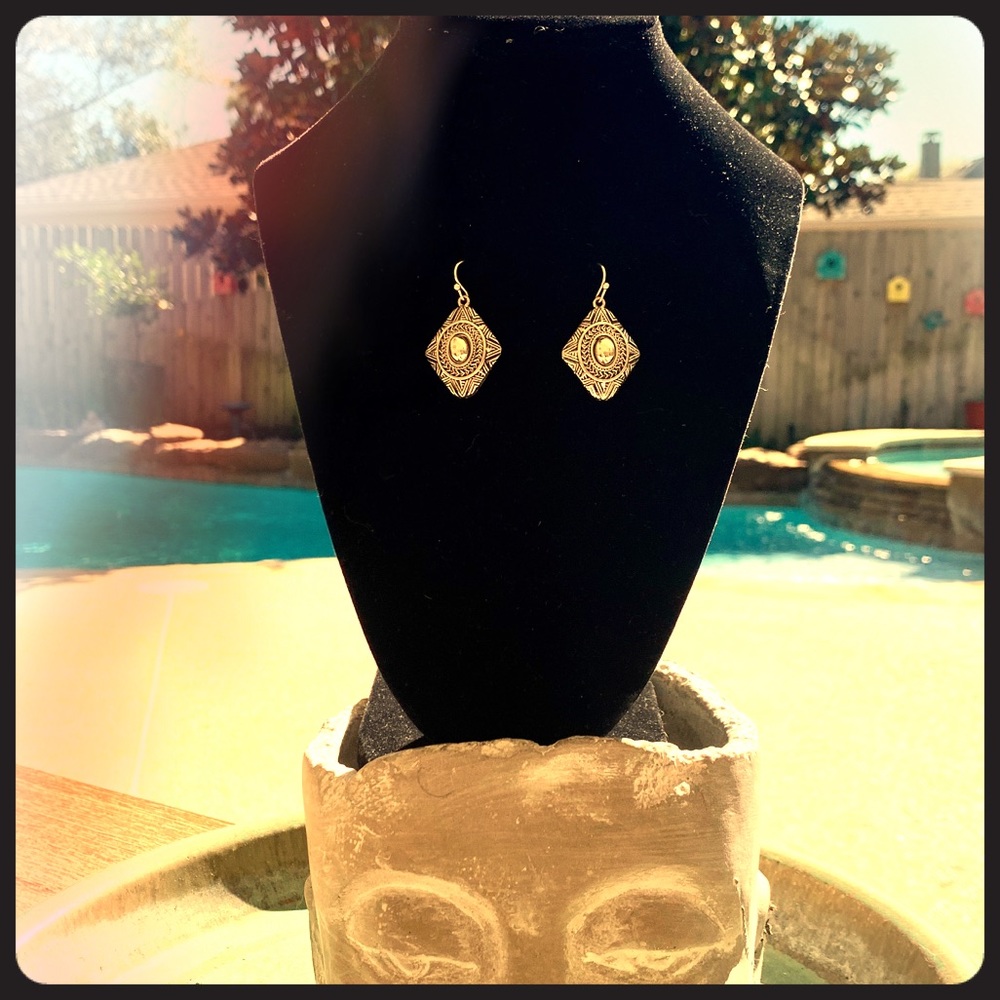 Geometric tribal pendant earrings